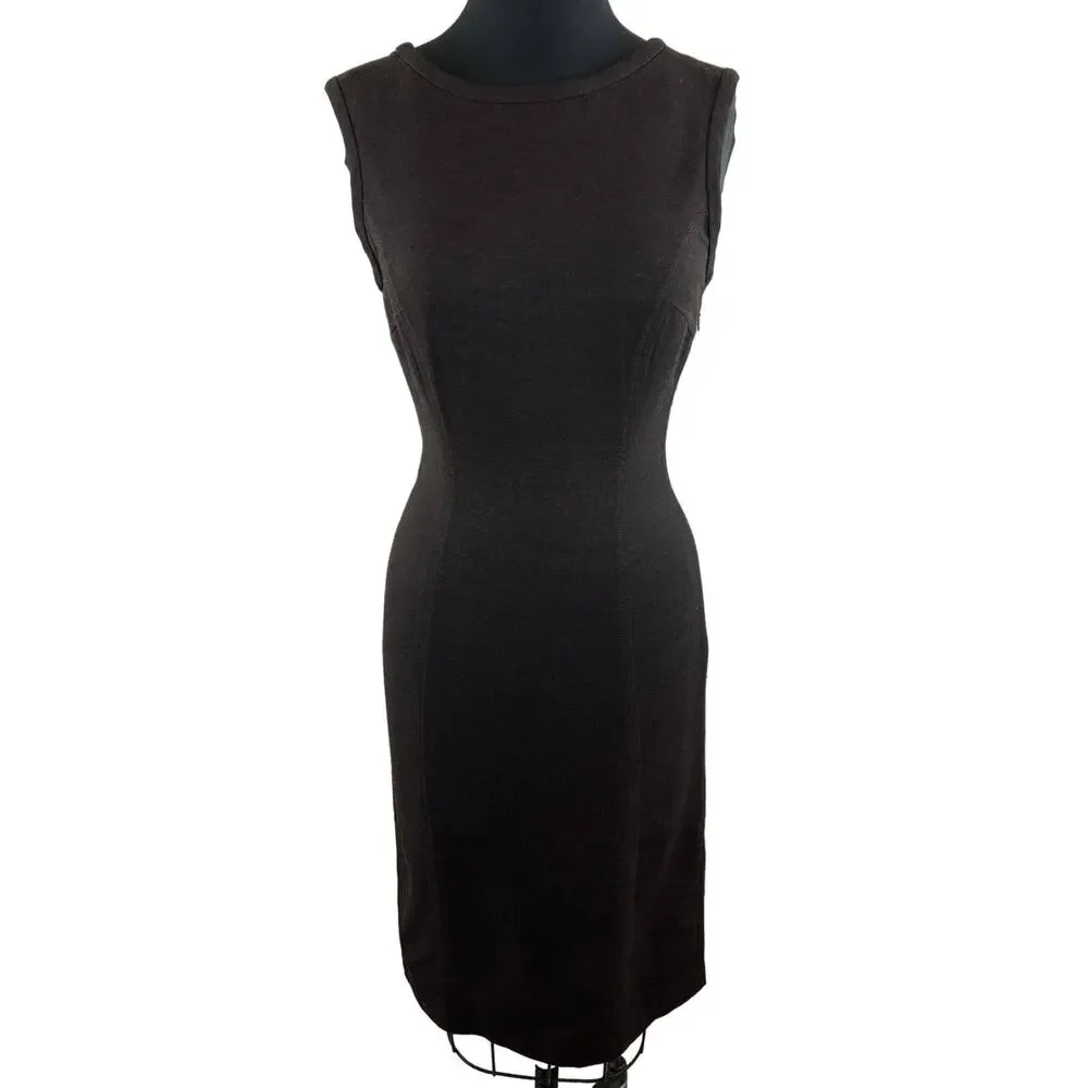 Yigal Azrouel Brown Sleeveless Round Neck Knee Length Women's Sheath Dress XS S